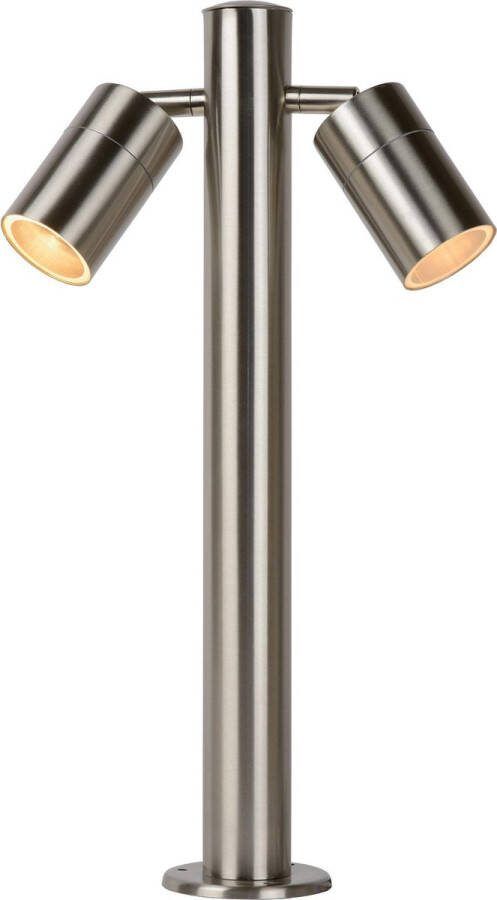 Lucide ARNE-LED Sokkellamp Buiten Ø 6 3 cm LED GU10 2x5W 2700K IP44 Mat chroom