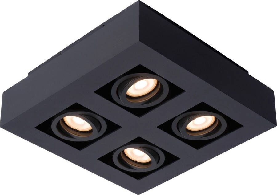 Lucide XIRAX Plafondspot LED Dim to warm GU10 4x5W 3000K 2200K Zwart