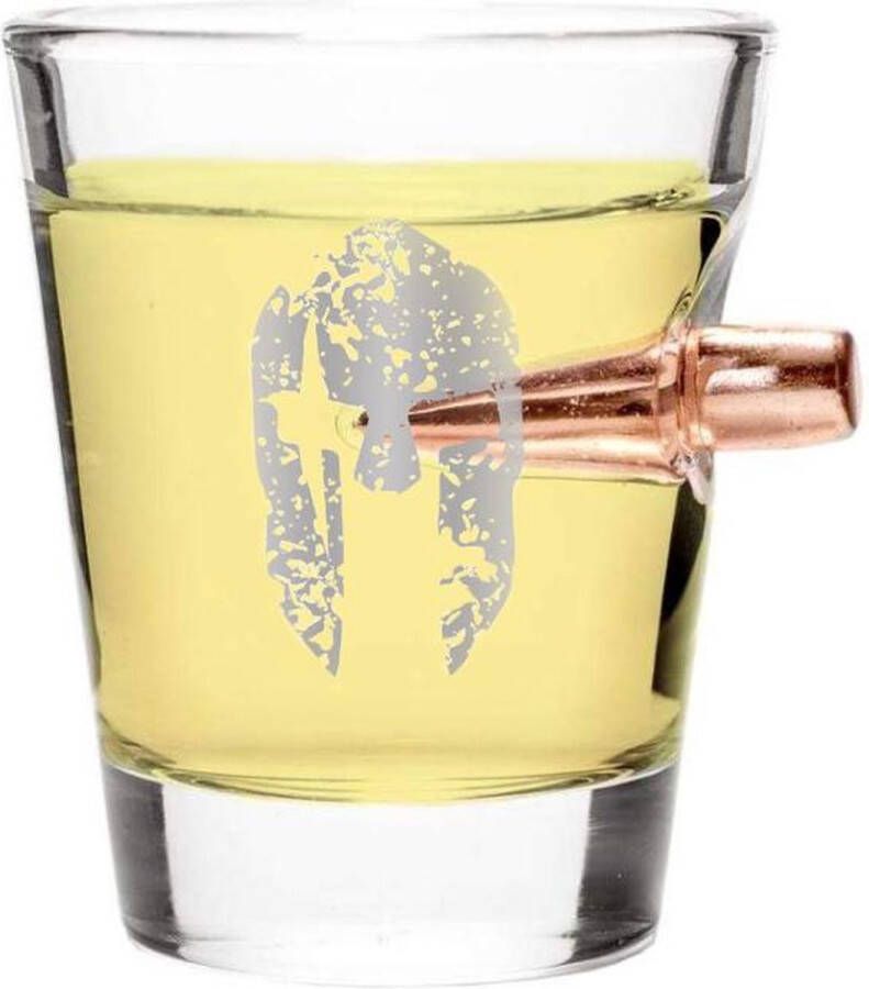 Lucky Shot USA Lucky Shot USA Bullet shotglas .308 Projectile Molon Labe handgemaakt met gravure van Spartaanse helm (54ml)