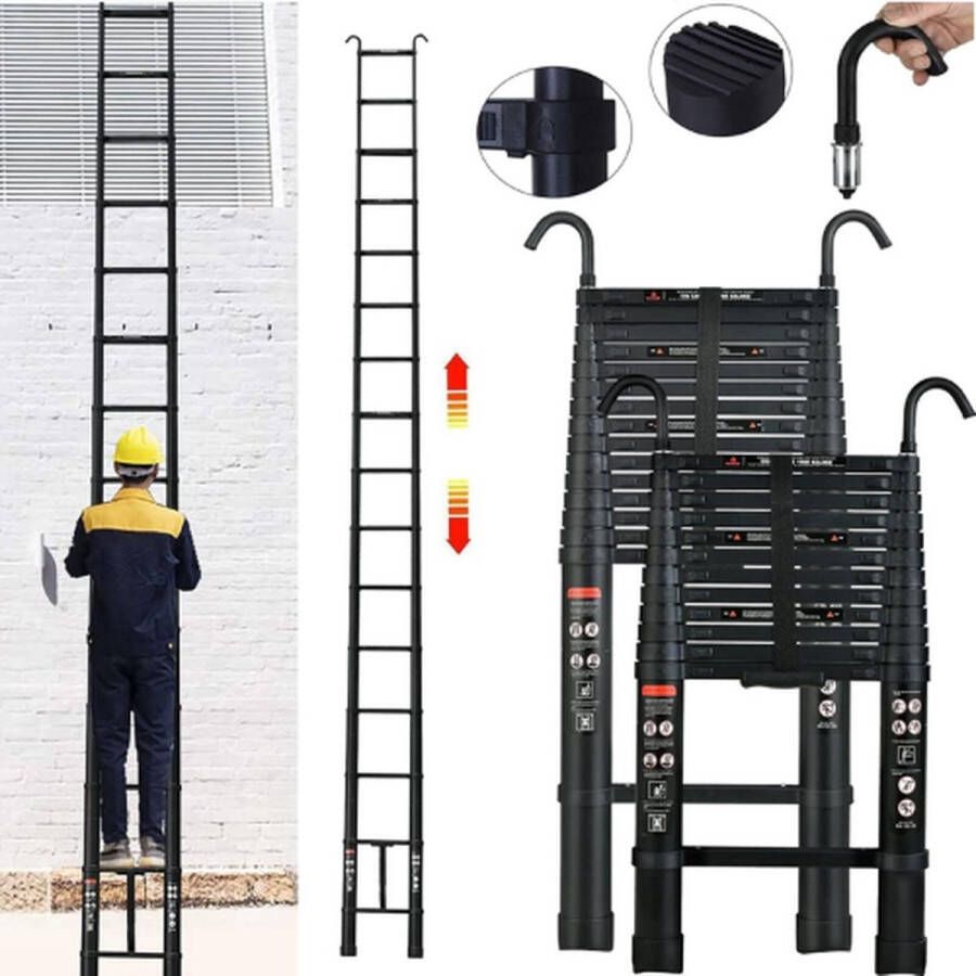 Lucn Telescoopladder 6.2 Meter Telescopische Vouwladder Telescopische Ladder Inklapbaar Soft Close Verstelbaar