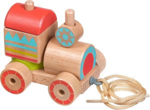 Lucy & Leo LL157 Kinder speelgoed houten blokken trein met trekkoord