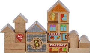 Lucy & Leo LL174 Kinder speelgoed houten blokken in opberg blik
