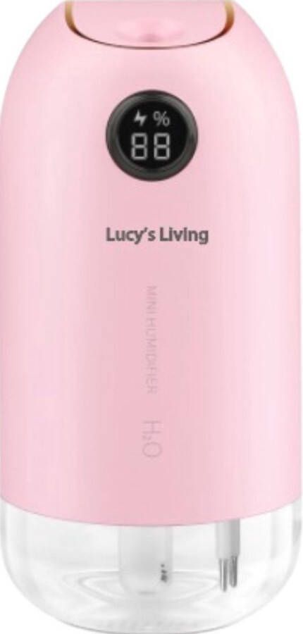 Lucy's Living SKY Luchtbevochtiger roze ø8 x 18 cm 500 ml gezondheid planten aroma humidifier led nachtrust slapen woonkamer slaapkamer kinderkamer humidifier
