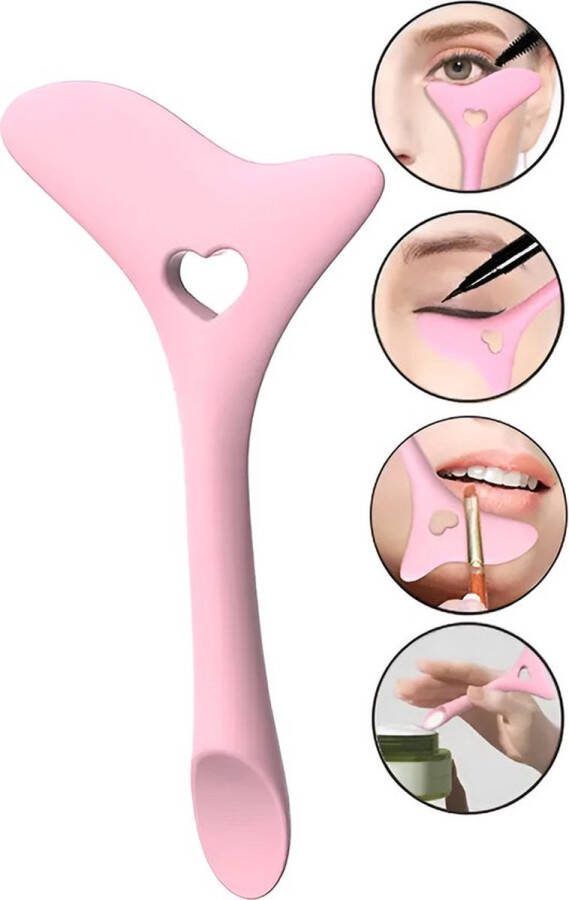 Ludoris Eyeliner Tool Oogpotlood Hulpmiddel & Siliconen Stencils Mascara Applicator Make-up Beauty Tool Roze