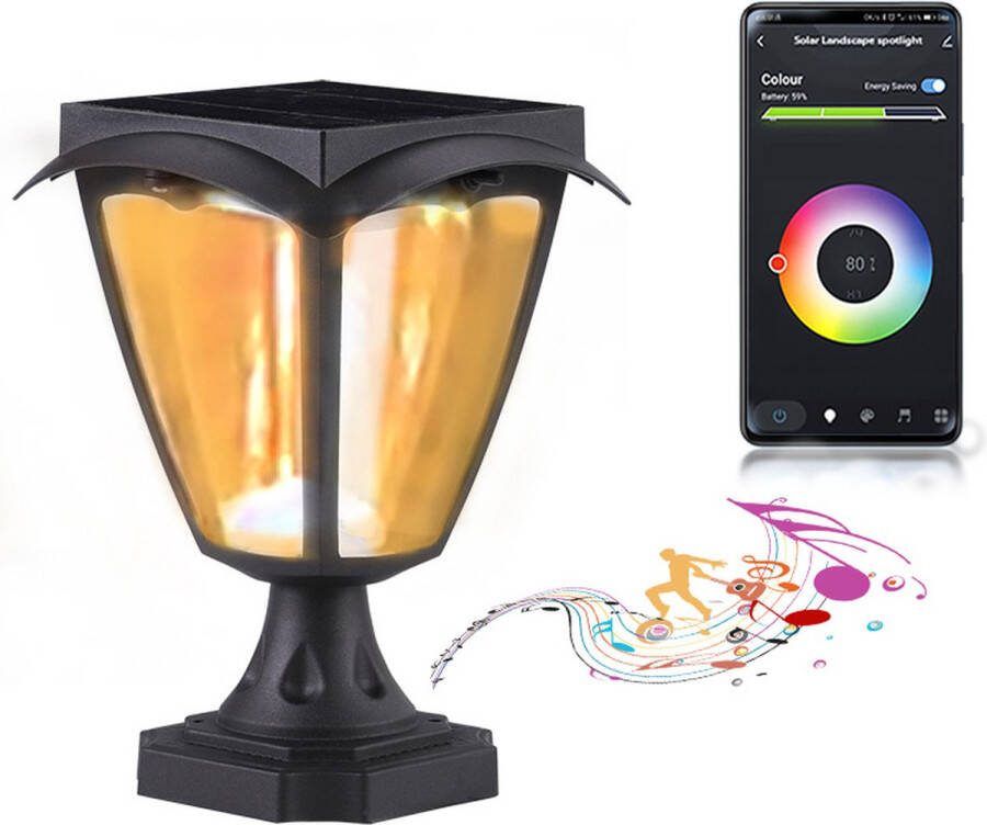 Lueas Solar Lamp LED lantaarn telefoonbestuurbaar- met app Zonne-energie Padverlichting Lichtsensor Bluetooth