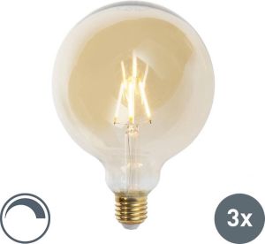 LUEDD Set van 3 E27 dimbare LED filament lampen G125 goldline 2200K