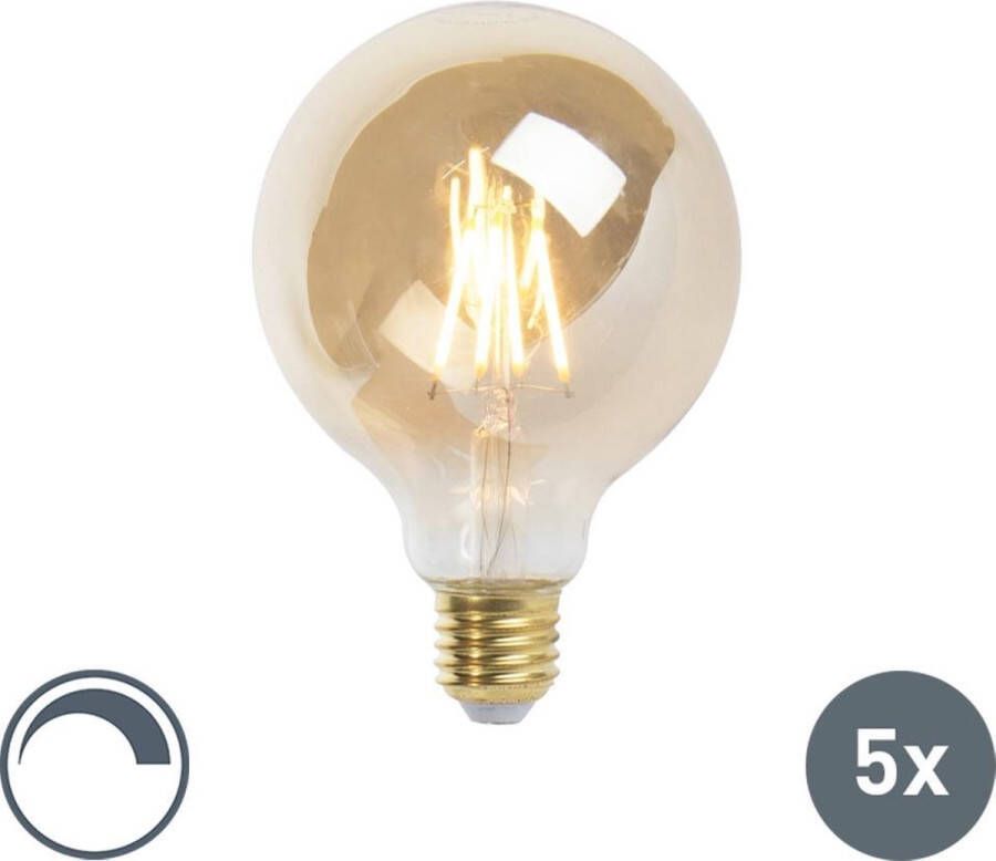 LUEDD Set van 5 E27 dimbare LED filament lamp 9 5 cm 5W 360 lumen 2200K