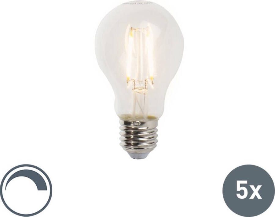 LUEDD Set van 5 E27 dimbare LED filament lampen A60 5W 470lm 2700K