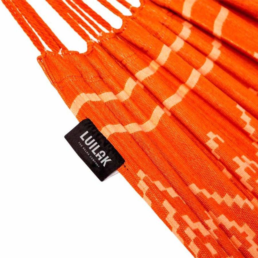 Luilak Hangmat Tones of Cinnamon met bevestigingsset Luxe 1 persoons hangmat Oranje Rood 300 x 140 cm Jacquard geweven 500gr m²
