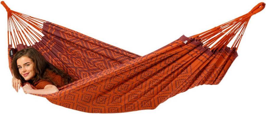 Luilak Hangmat Tones of Redbush Luxe 1 persoons hangmat Rood 300 x 140 cm Jacquard geweven 500gr m²