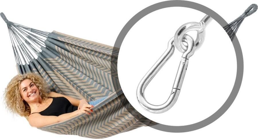 Luilak Hangmat Sounds of Australia met bevestigingsset Luxe 2 persoons hangmat Bruin Grijs 350 x 160 cm Jacquard geweven 500gr m²
