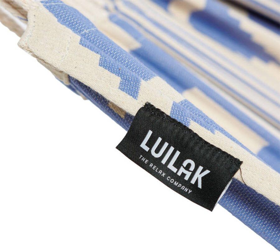 Luilak Luxe Hangmat Ibiza Beach Club met bevestigingsset 350 Ecru Paars 100% Biologisch Katoen 350 x 160 cm Jacquard geweven 500gr m²