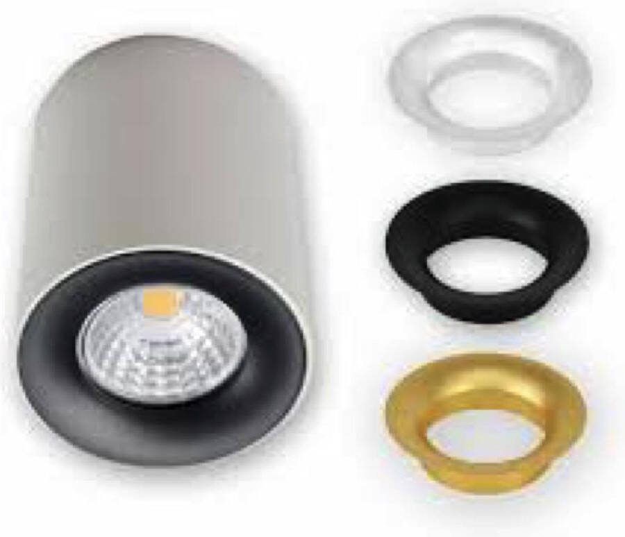 Luksus WIT LED opbouwspot rond Ø 80 100mm Geschikt voor GU10 lampen Inclusief 3 kleuren binnenringen Uniek design Incl. bevestingsmateriaal Patthar design verlichting