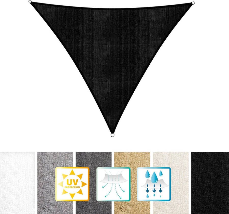 Lumaland Driehoekige luifel van incl. spandraden |Driehoek 3 x 3 x 3 m| 160 g m² zwart