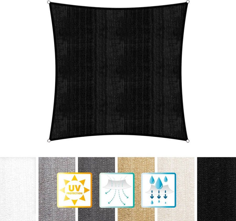 Lumaland Vierkante luifel van incl. spankoorden|Vierkant 3 x 3 m| 160 g m² zwart