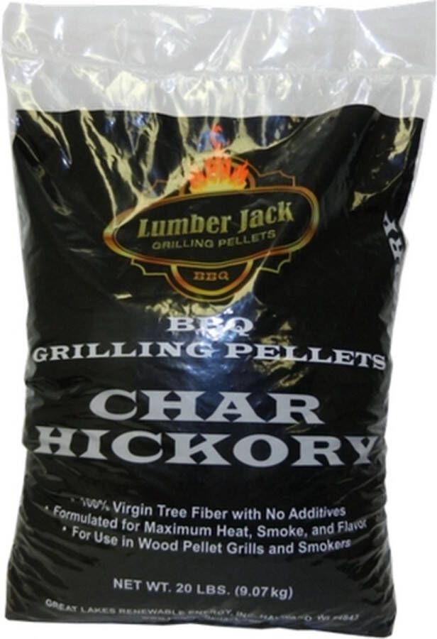 Lumber Jack LumberJack BBQ pellets Charblend Hickory grill pellets voor de barbecue Hickory houtskool BBQpellets houtpellets grillpellets geschikt voor pizza oven pellet bbq grill en smoker. Speciaal geschikt voor Weber Smokefire