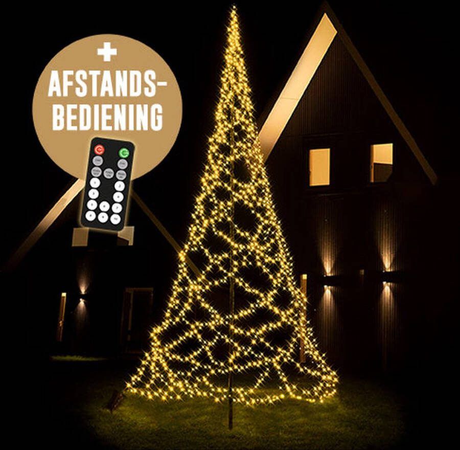 Lumedi Ledtree 1600 Vlaggenmast kerstboom verlichting warm wit met afstandsbediening voor buiten excl. mast 700cm