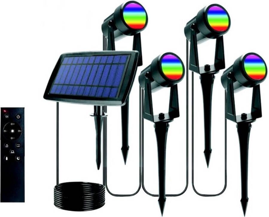 LumenXL Solar RGB tuinspot met grondpen (set van 4)