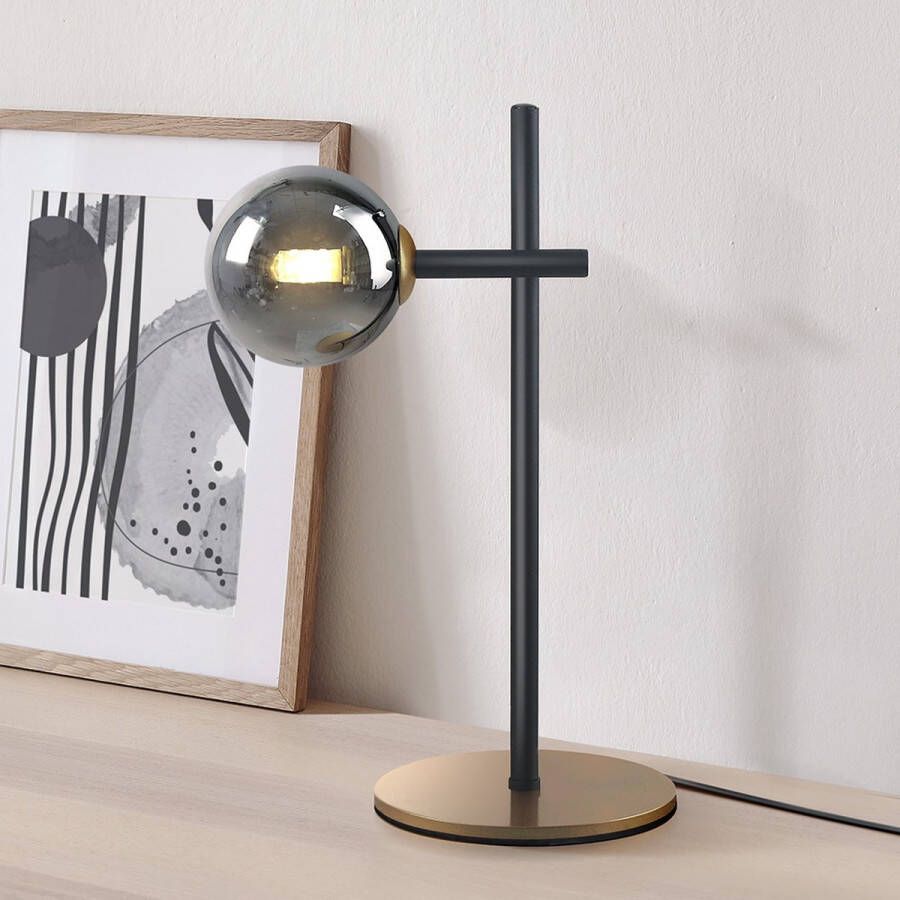 LumenXL Tafellamp Glenn smoke glas met spiegeleffect