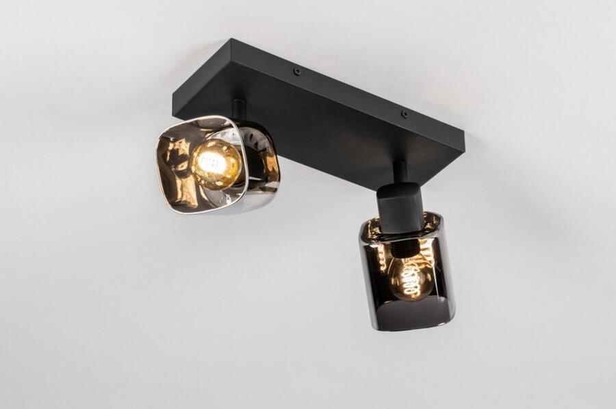 Lumidora Opbouwspot 14933 2 Lichts E14 Zwart Grijs Metaal