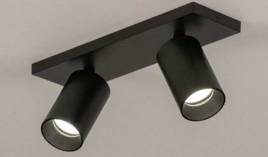 Lumidora Opbouwspot 73235 2 Lichts GU10 Zwart Metaal Badkamerlamp IP21