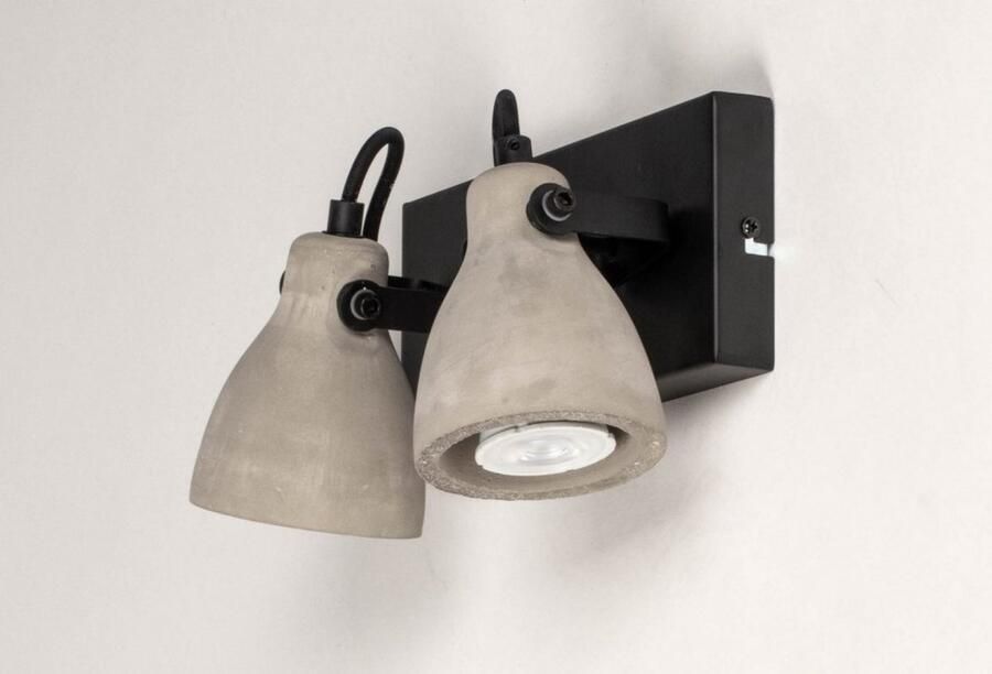Lumidora Opbouwspot 73798 2 Lichts GU10 Zwart Betongrijs Metaal