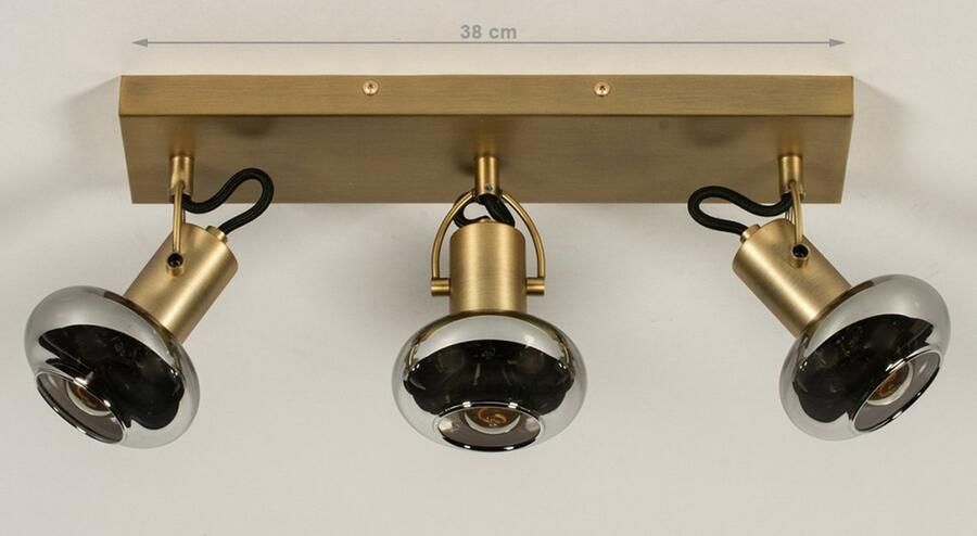 Lumidora Opbouwspot 74670 3 Lichts E14 Grijs Goud Messing Metaal