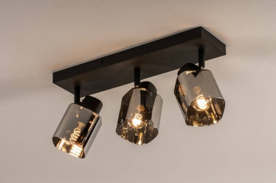 Lumidora Opbouwspot 14934 3 Lichts E14 Zwart Grijs Metaal