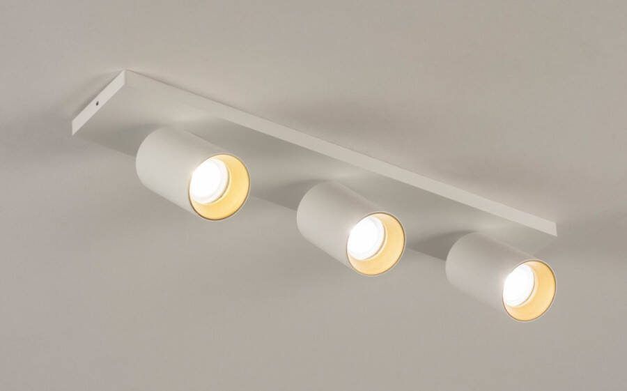 Lumidora Opbouwspot 31251 3 Lichts GU10 Wit Goud Metaal Badkamerlamp IP21