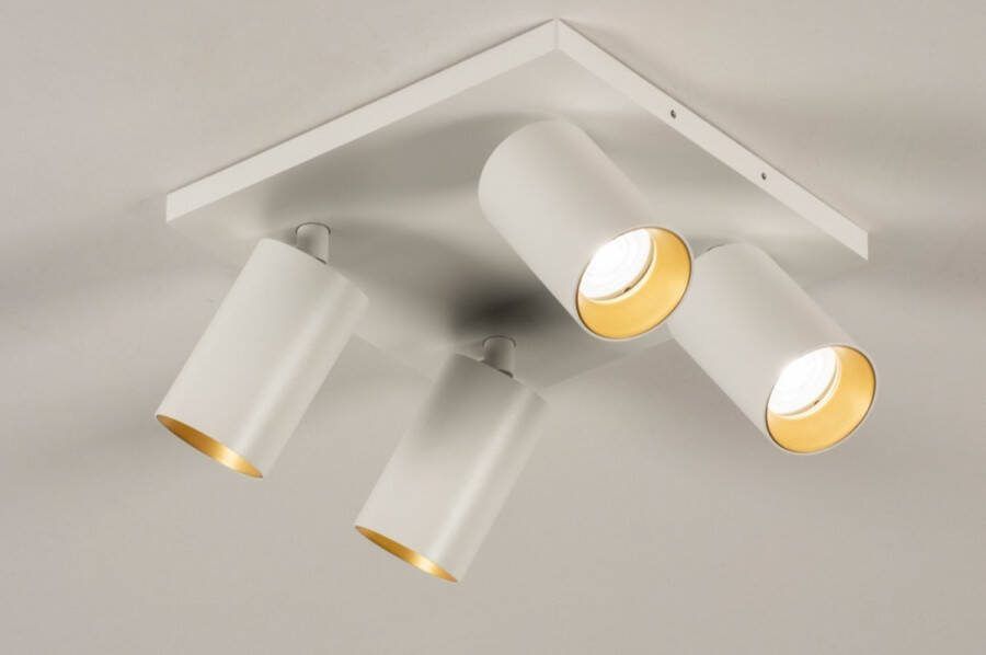 Lumidora Opbouwspot 31254 4 Lichts GU10 Wit Goud Metaal Badkamerlamp IP21