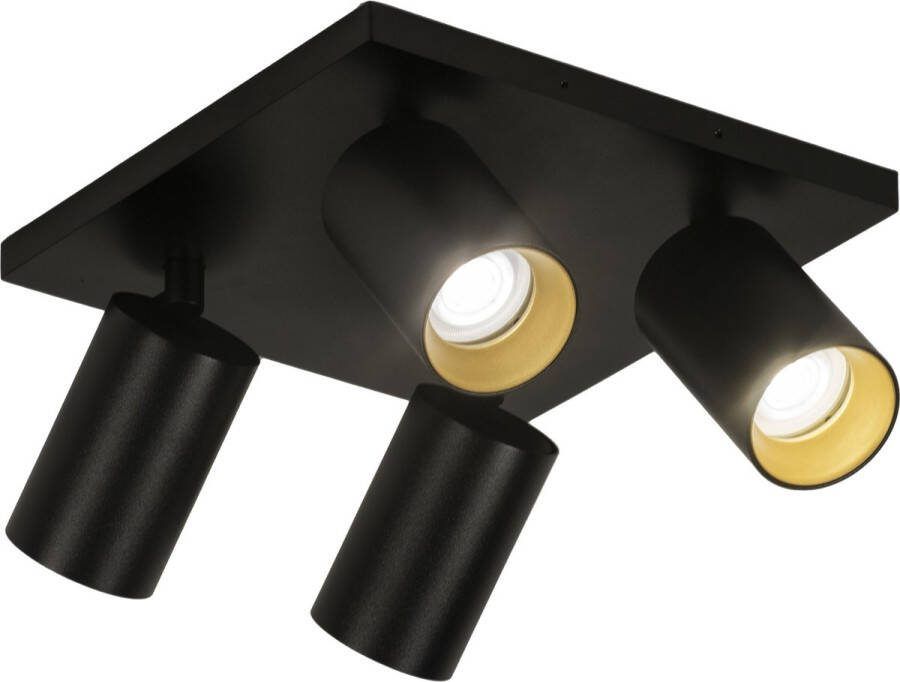Lumidora Opbouwspot 31285 4 Lichts GU10 Zwart Goud Metaal Badkamerlamp IP21