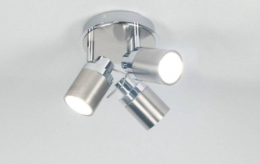 Lumidora Opbouwspot 70677 3 Lichts GU10 Chroom Staalgrijs Metaal Badkamerlamp IP44 ⌀ 15.5 cm