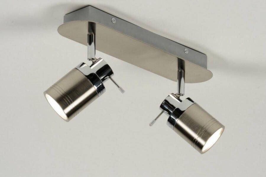 Lumidora Opbouwspot 71487 2 Lichts GU10 Chroom Staalgrijs Metaal Badkamerlamp IP44