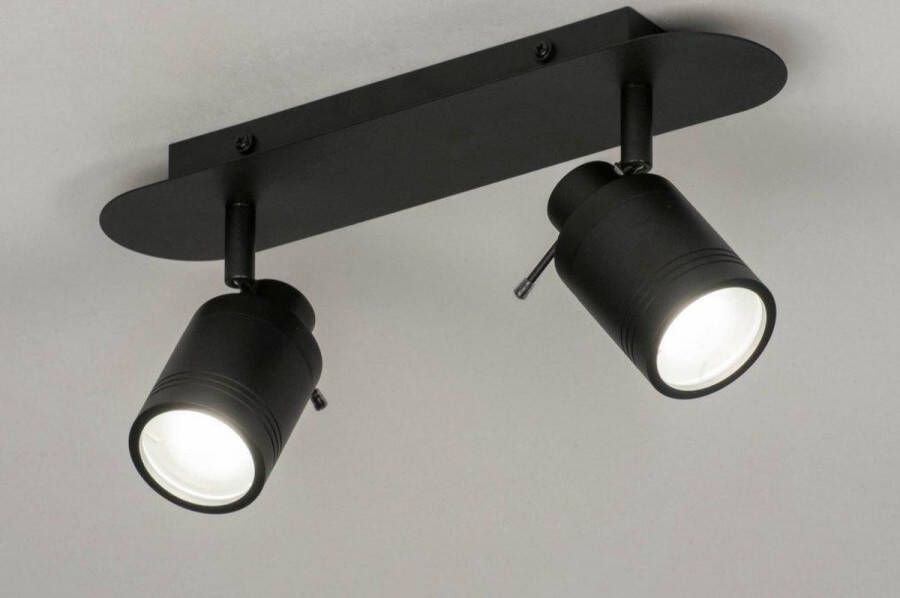 Lumidora Opbouwspot 72836 2 Lichts GU10 Zwart Metaal Badkamerlamp IP44