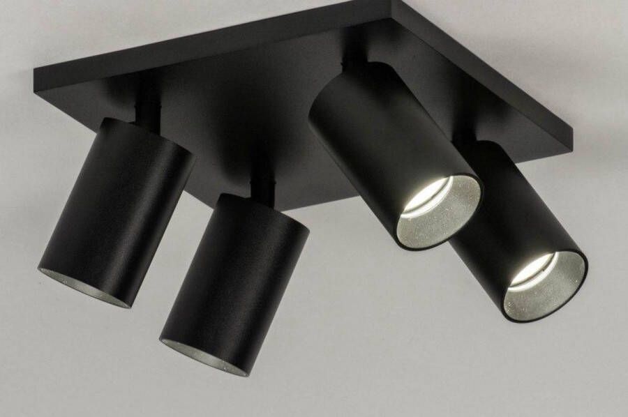 Lumidora Opbouwspot 73237 4 Lichts GU10 Zwart Metaal Badkamerlamp IP21