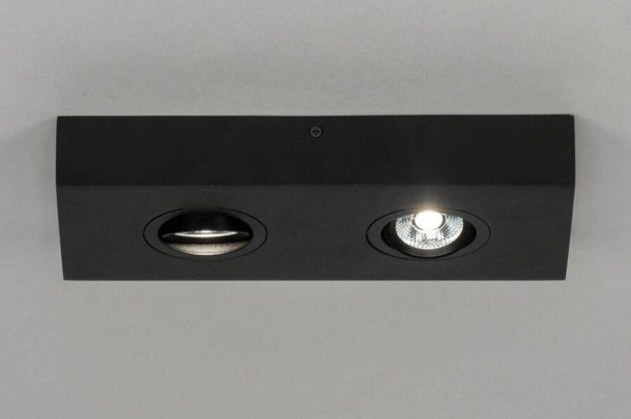 Lumidora Opbouwspot 73301 2 Lichts Ingebouwd LED 6.0 Watt 600 Lumen 2700 Kelvin Zwart Metaal Badkamerlamp