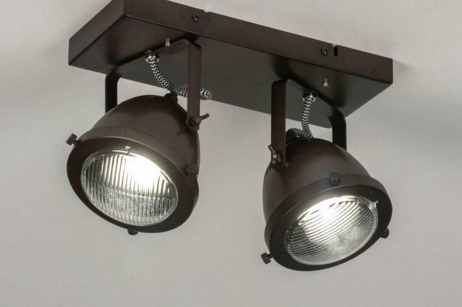 Lumidora Opbouwspot 73652 2 Lichts GU10 Zwart Bruin Metaal