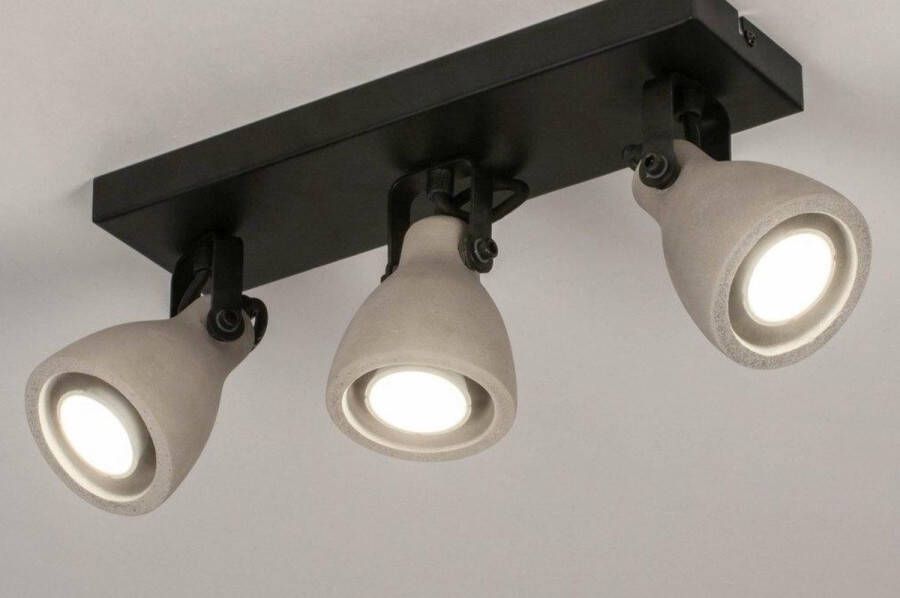 Lumidora Opbouwspot 73799 3 Lichts GU10 Zwart Betongrijs Metaal