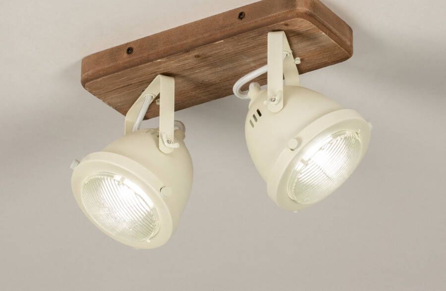 Lumidora Opbouwspot 74657 2 Lichts GU10 Wit Bruin Metaal