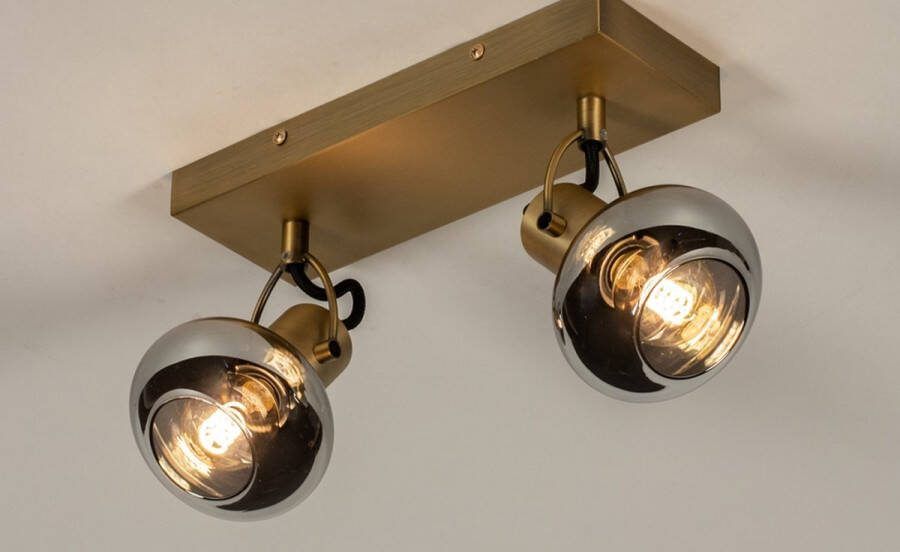 Lumidora Opbouwspot 74669 2 Lichts E14 Grijs Goud Messing Metaal