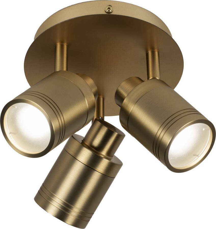 Lumidora Opbouwspot 74848 3 Lichts GU10 Goud Messing Metaal Badkamerlamp IP44 ⌀ 15.5 cm