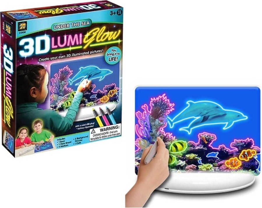 Lumiglow 3D Lumi Glow LED Tekentafel Onderzeewereld Kinderen Creatief onderwatermotieven