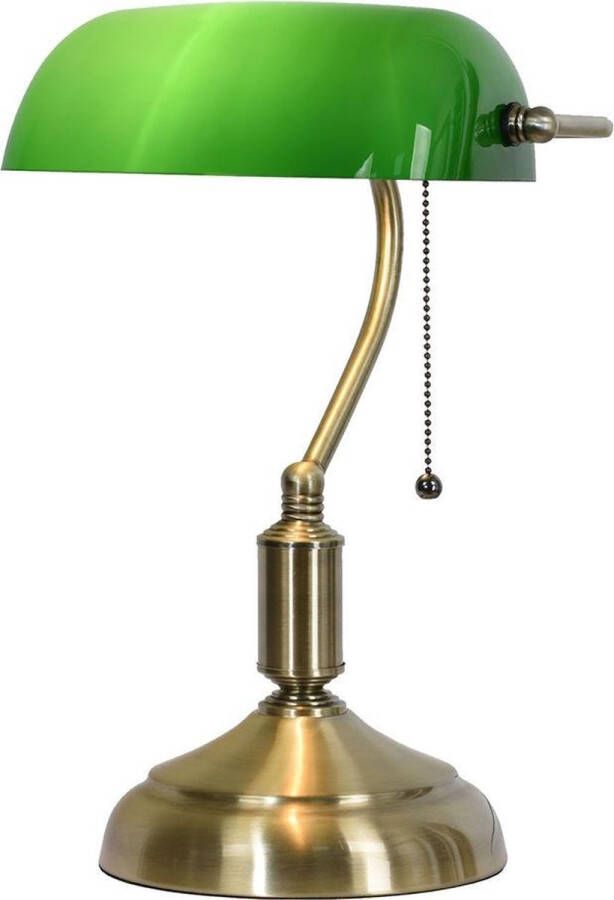 Lumilamp Bureaulamp Bankierslamp 27*17*41 cm E27 max 1*60W Groen Goudkleurig Metaal glas Tafellamp