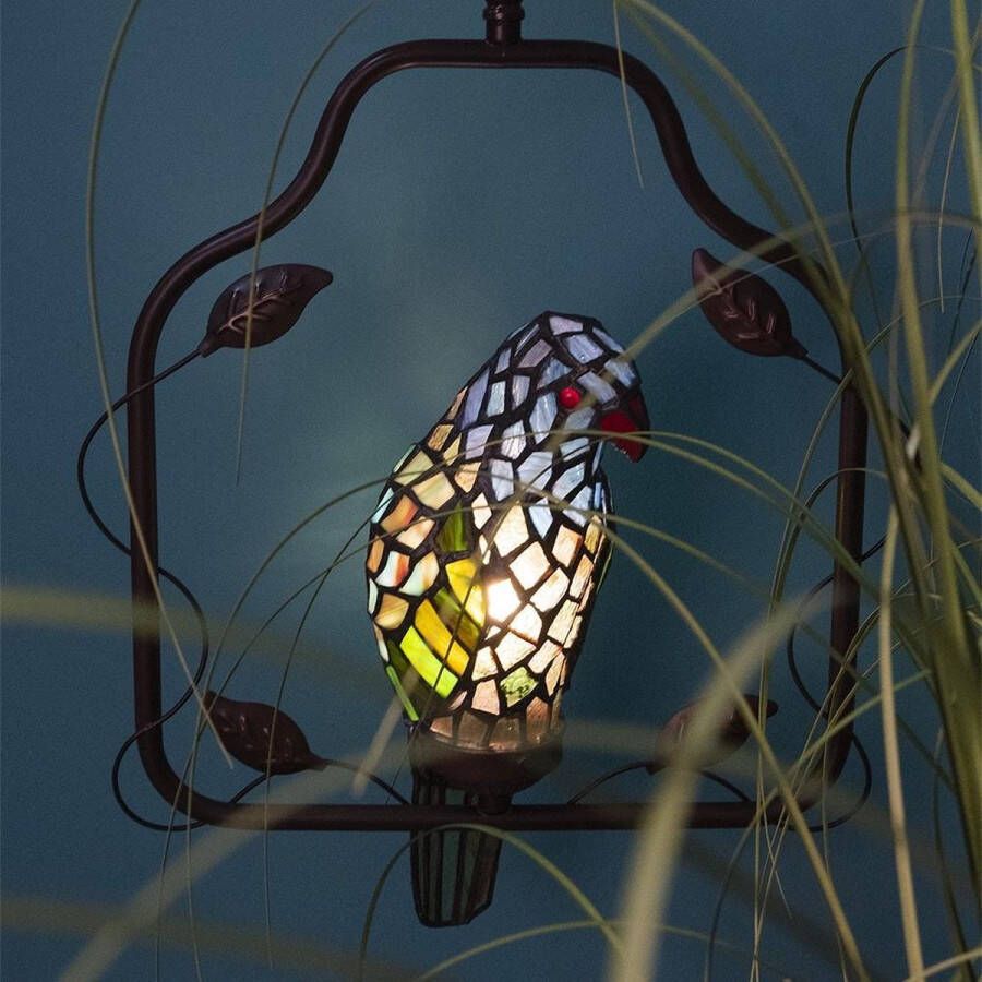 Clayre & Eef Plafondlamp Tiffany papegaai 40*26*86 cm E14 max 1*25W 5LL-6059