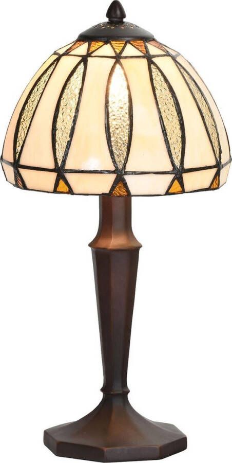 Lumilamp Tiffany Tafellamp Ø 19*40 cm E14 40W Creme Glas in lood Tiffany Bureaulamp Tiffany Lampen