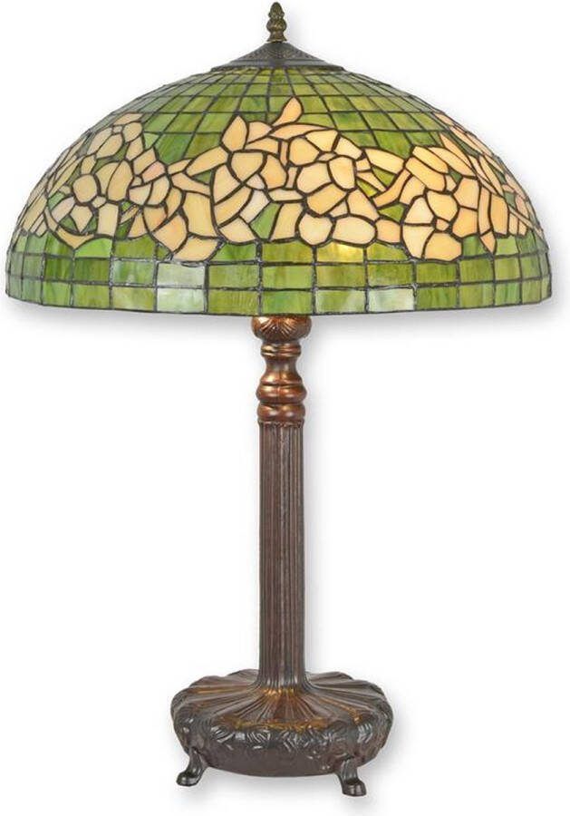 Lumilamp Tafellamp Tiffany geel en groen 64 5 cm hoog