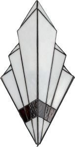 Clayre & Eef LumiLamp Wandlamp Tiffany 23*13*43 cm E27 max 1*40W Wit Glas Muurlamp Sfeerlamp Tiffany Lamp MuurlampSfeerlampTiffany Lamp