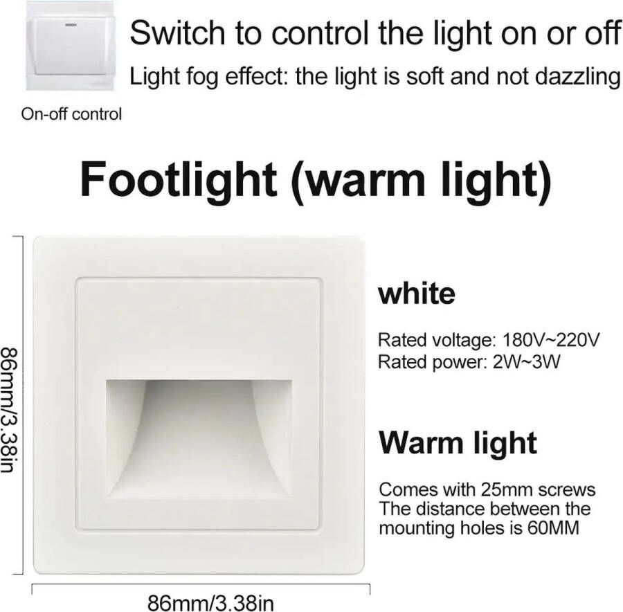Luminair 1. PIR inbouw Bewegingsdetector sensor LED Traplicht Infrarood Menselijk Lichaam Inductielamp Voor Inbouw Op trappen Ladders En Slaapkamerdecoratie – Wit Kastje Warm Wit Licht
