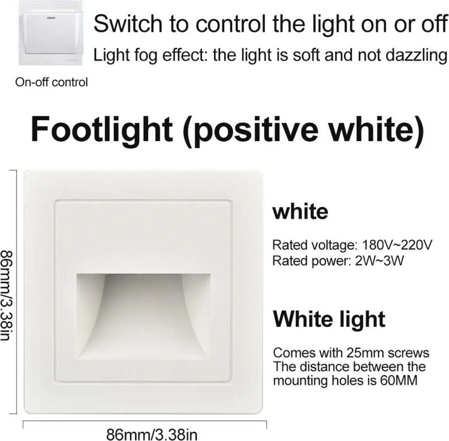 Luminair 2. PIR inbouw Bewegingsdetector sensor LED Traplicht Infrarood Menselijk Lichaam Inductielamp Voor Inbouw Op trappen Ladders En Slaapkamerdecoratie – Wit Kastje Wit Licht
