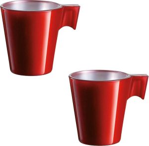 Luminarc 10x stuks espresso kopjes rood Rode metallic koffiekopjes van 80 ml
